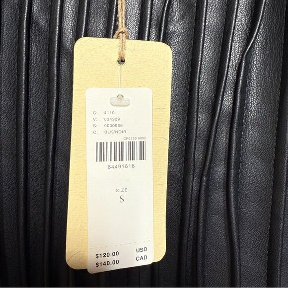 Anthropologie Let Me Be Faux Leather Pintucked Black Bustier Cami S NWT - Picture 7 of 15